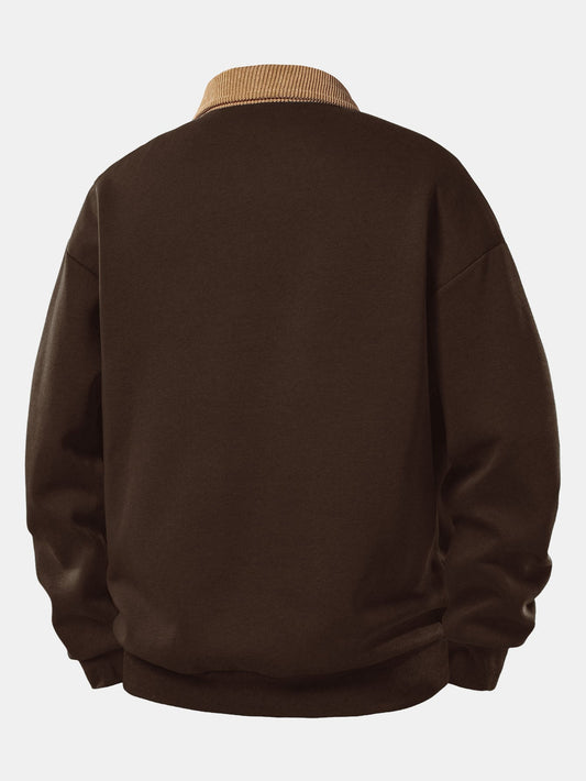 Men's Long Sleeve Polo Collar Pullover Sweater Shirt