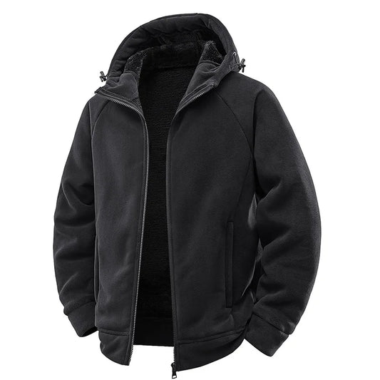 Men's Hooded Jacket – Warm Lined Full Zip Winter Coat with Long Sleeves and Pockets