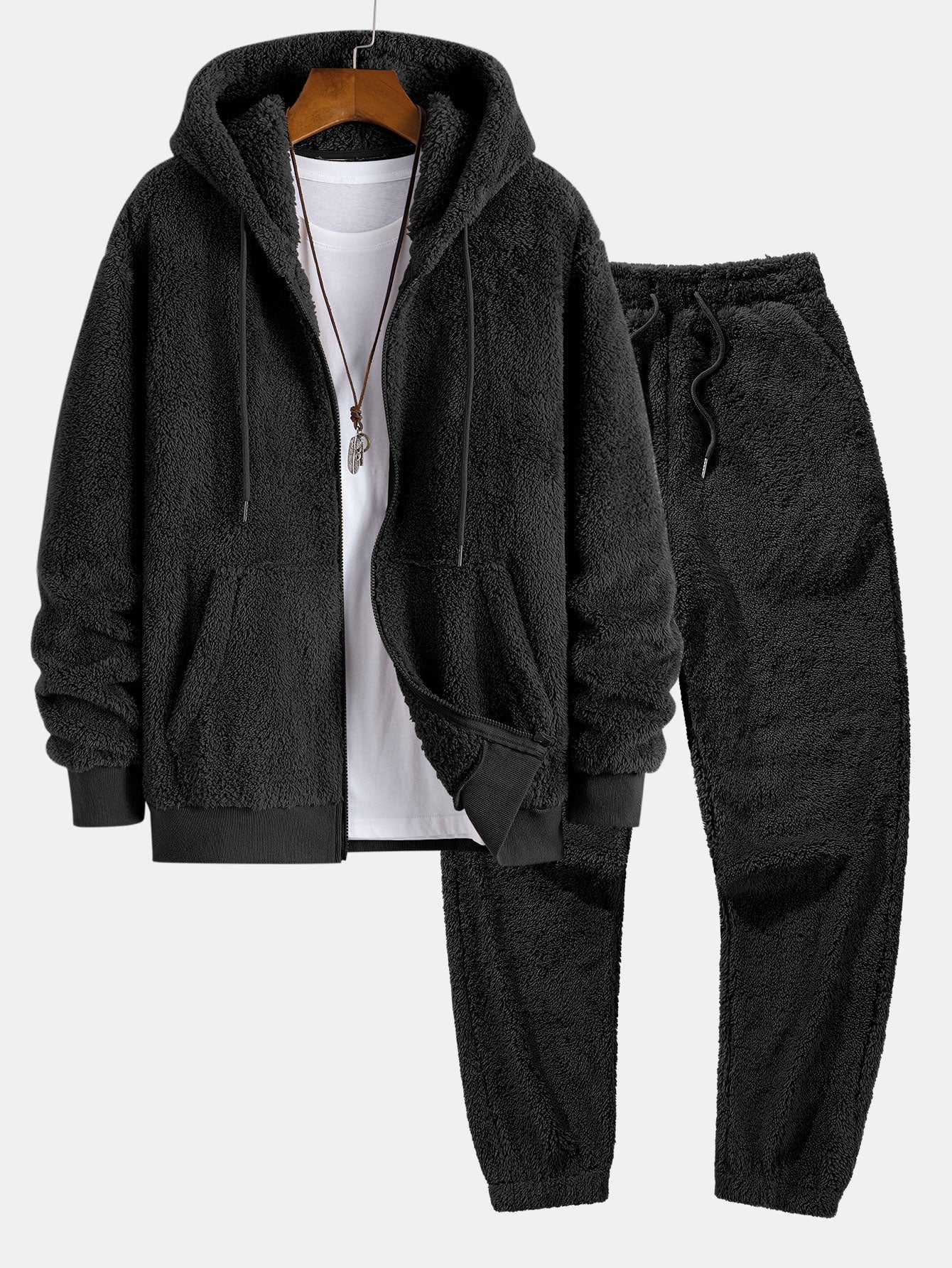 Men's Full Zip Hoodie Jacket Matching Jogger Pants Set