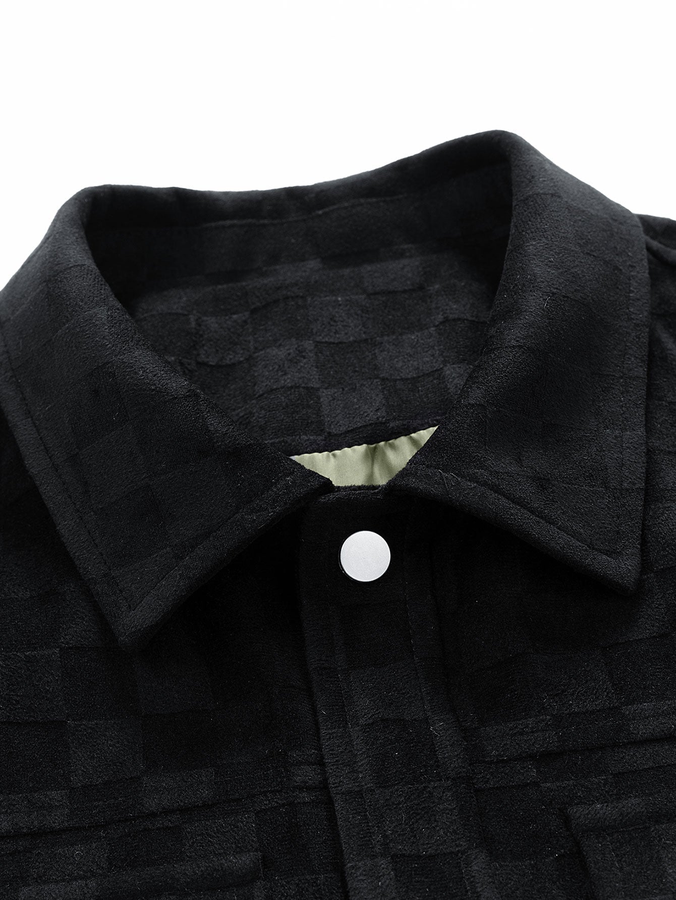 Men's Checkered Shirt Jacket Button Front Long Sleeve Pockets