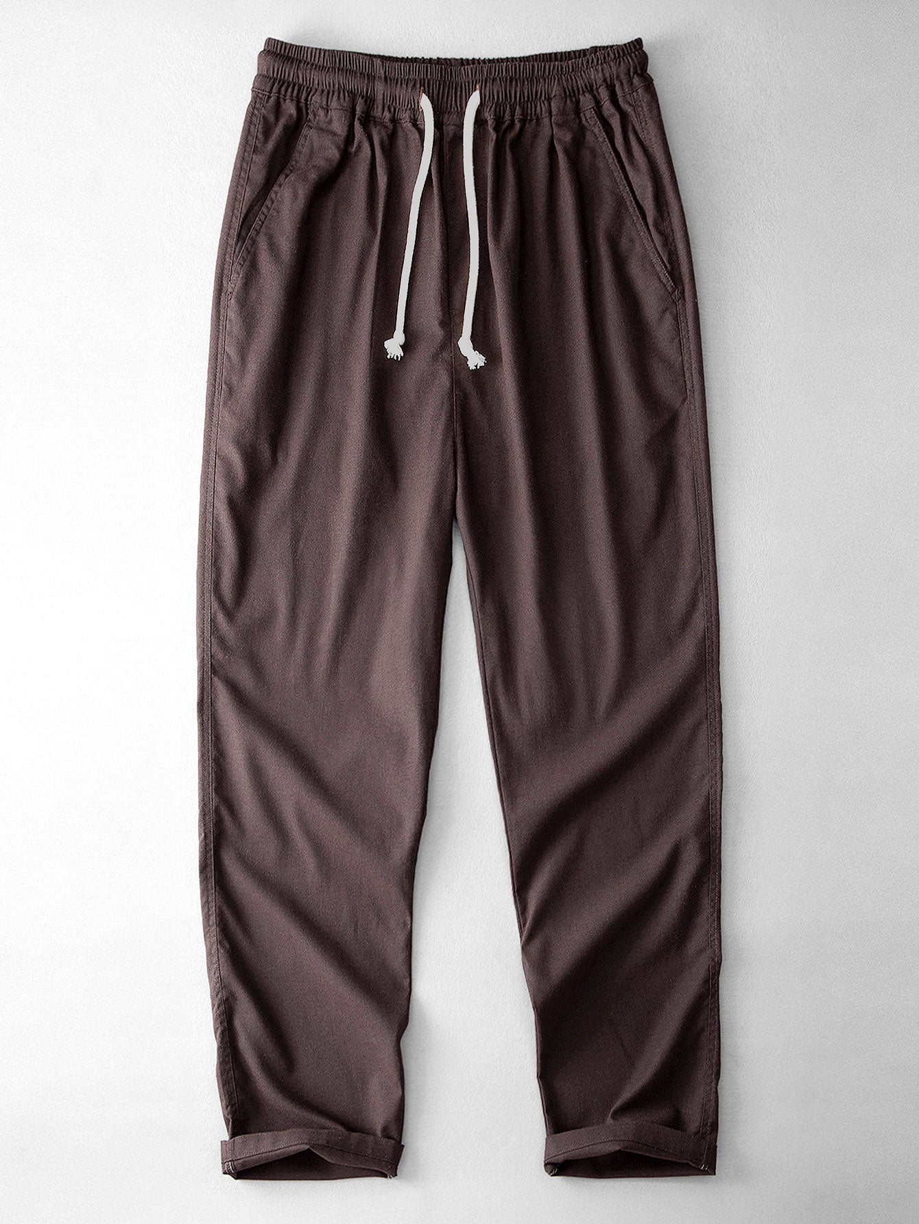 Men's Drawstring Pants Elastic Waist Straight Leg Pull On Trousers
