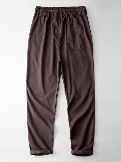 Men's Drawstring Pants Elastic Waist Straight Leg Pull On Trousers