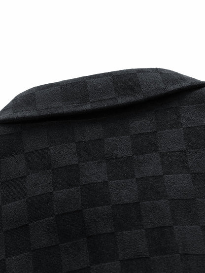Men's Checkered Shirt Jacket Button Front Long Sleeve Pockets