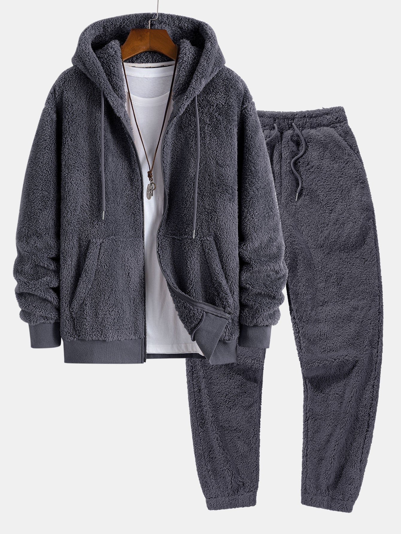 Men's Full Zip Hoodie Jacket Matching Jogger Pants Set