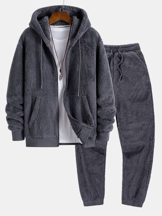 Men's Full Zip Hoodie Jacket Matching Jogger Pants Set