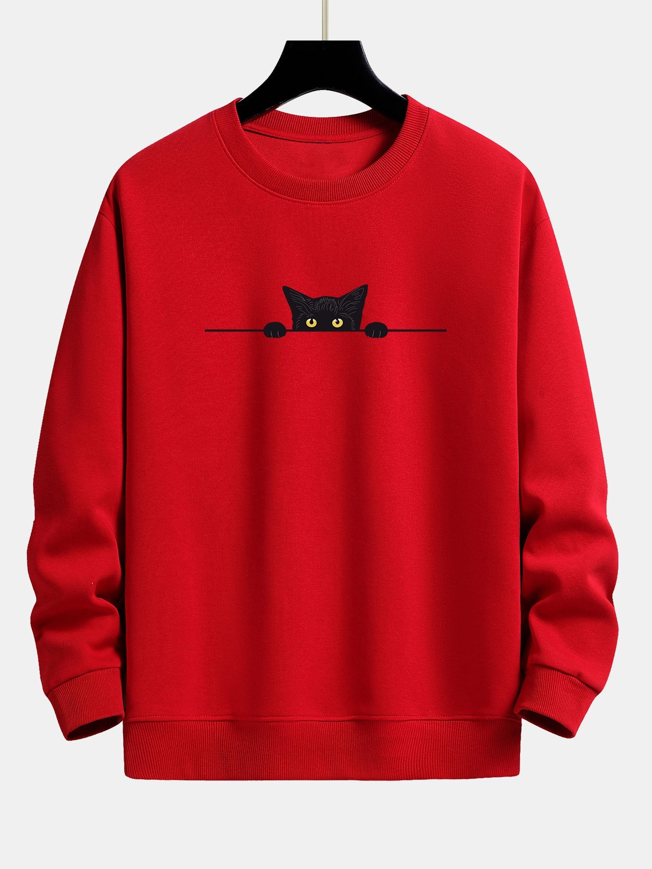 Men's Cat Graphic Crew Neck Sweatshirt Long Sleeve Pullover Top