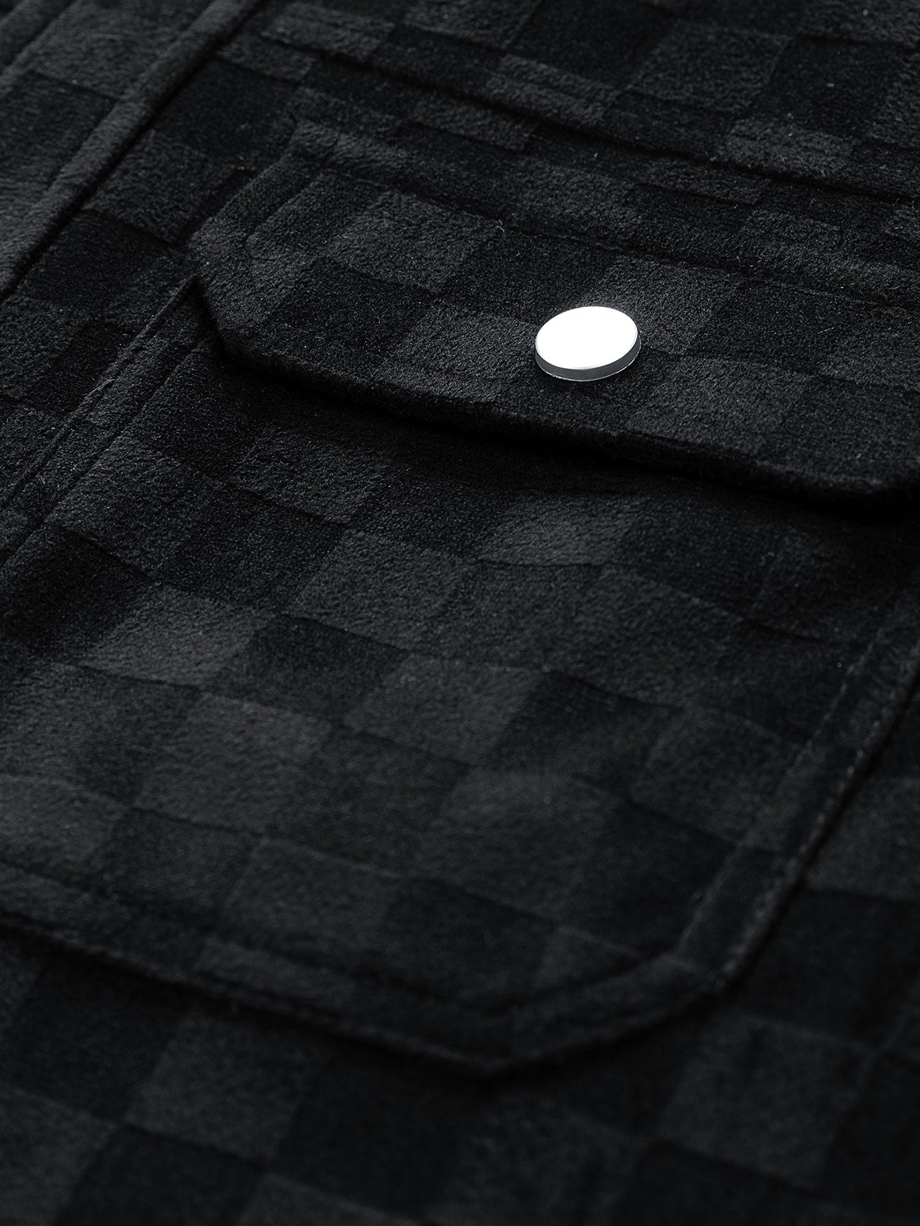 Men's Checkered Shirt Jacket Button Front Long Sleeve Pockets