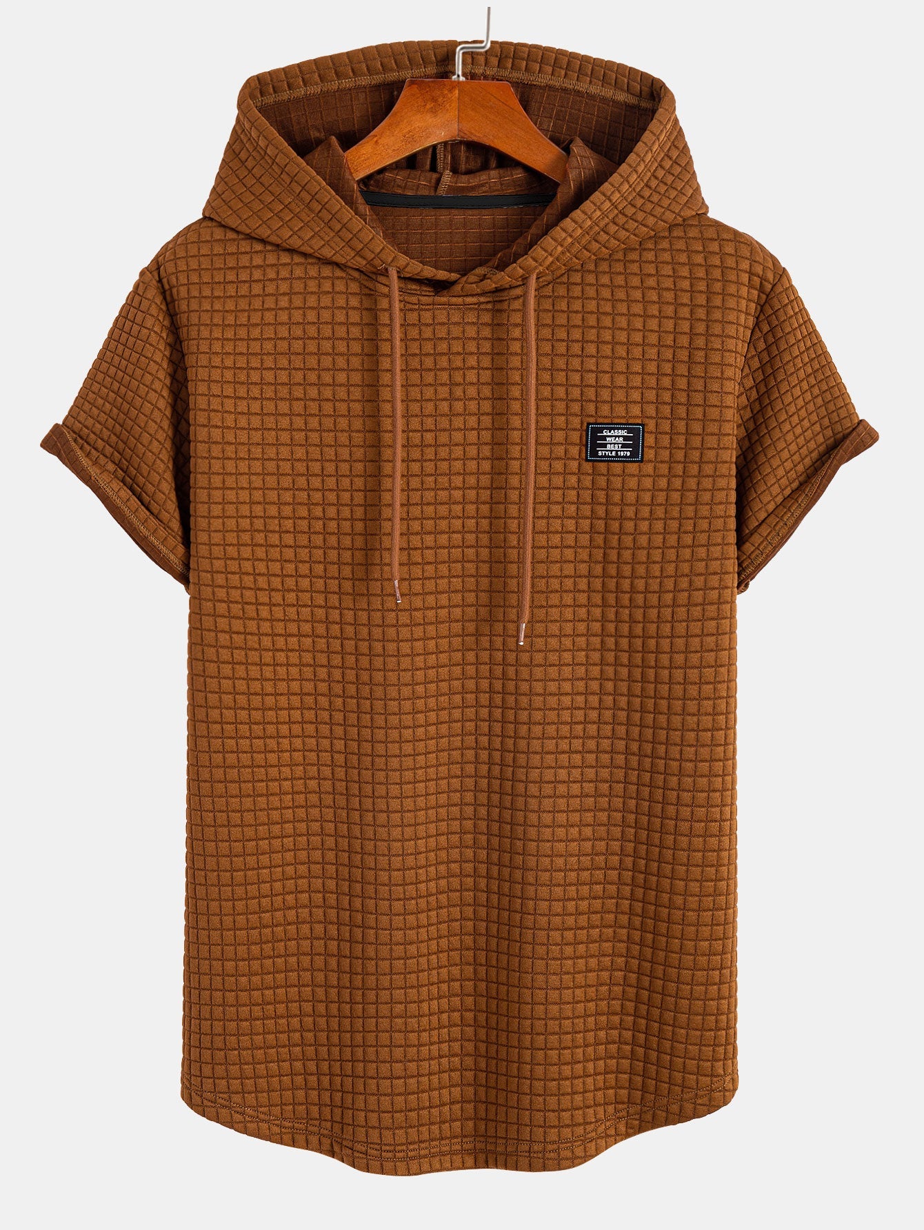 Men's Short Sleeve Hooded Tee Drawstring Pullover Regular Fit Shirt