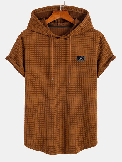 Men's Short Sleeve Hooded Tee Drawstring Pullover Regular Fit Shirt