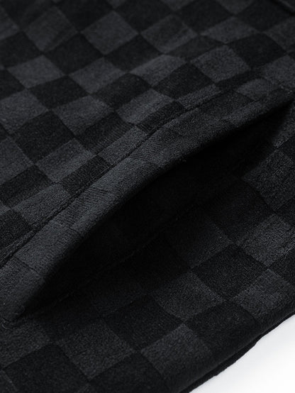 Men's Checkered Shirt Jacket Button Front Long Sleeve Pockets