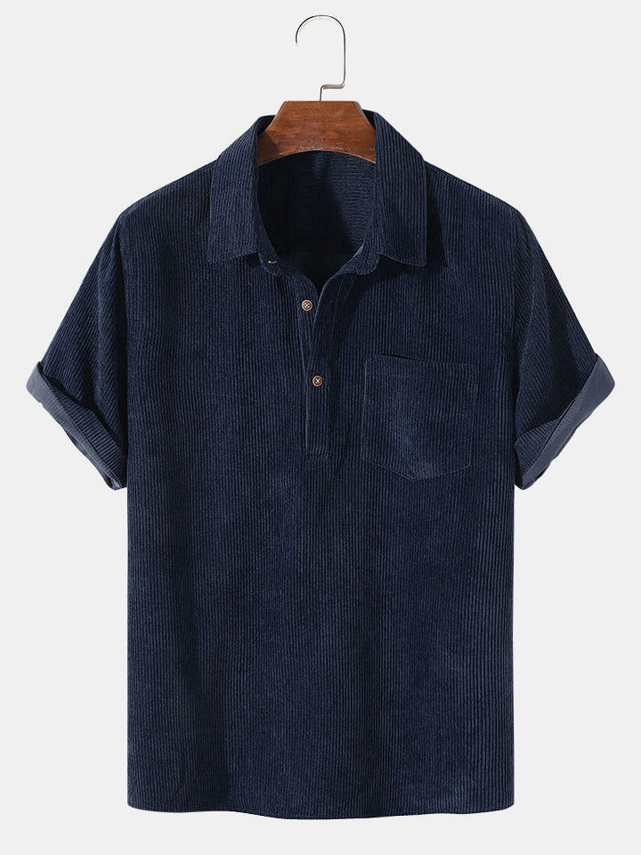 Men's Short Sleeve Polo Shirt with Button Placket