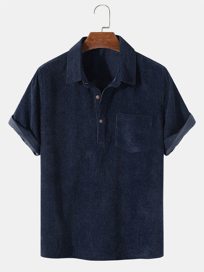 Men's Short Sleeve Polo Shirt with Button Placket