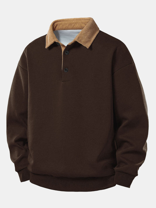 Men's Long Sleeve Polo Collar Pullover Sweater Shirt