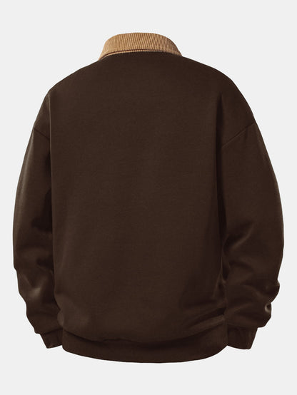 Men's Long Sleeve Polo Collar Pullover Sweater Shirt