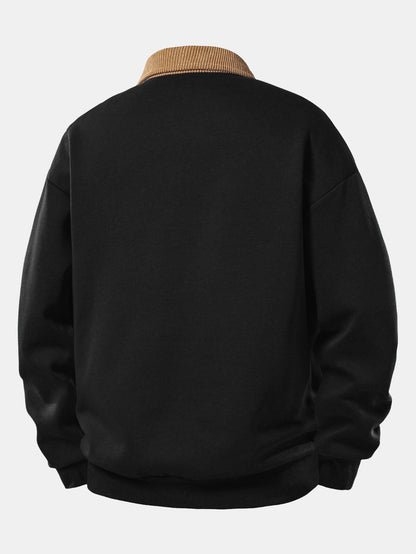 Men's Long Sleeve Polo Collar Pullover Sweater Shirt