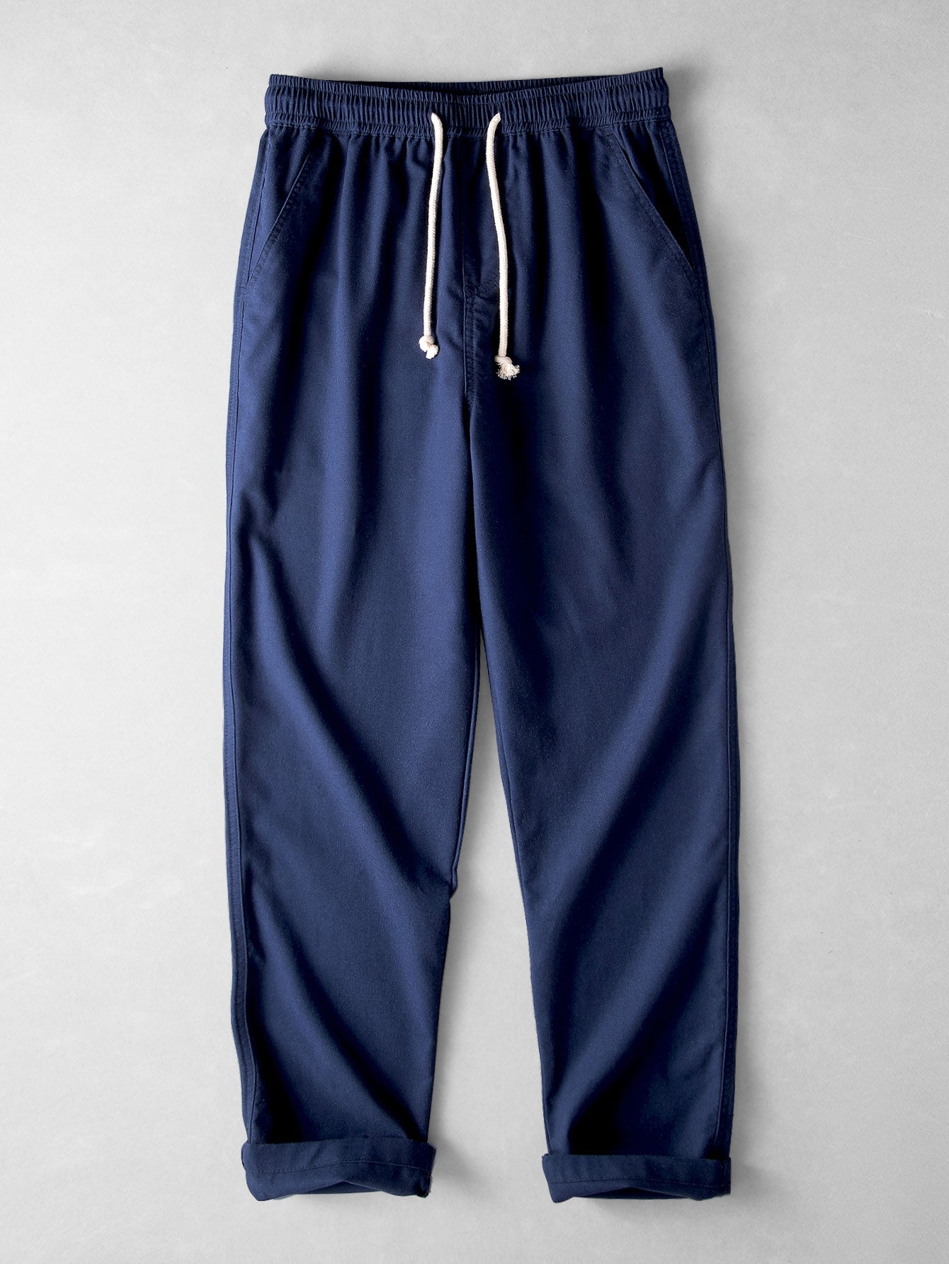 Men's Drawstring Pants Elastic Waist Straight Leg Pull On Trousers