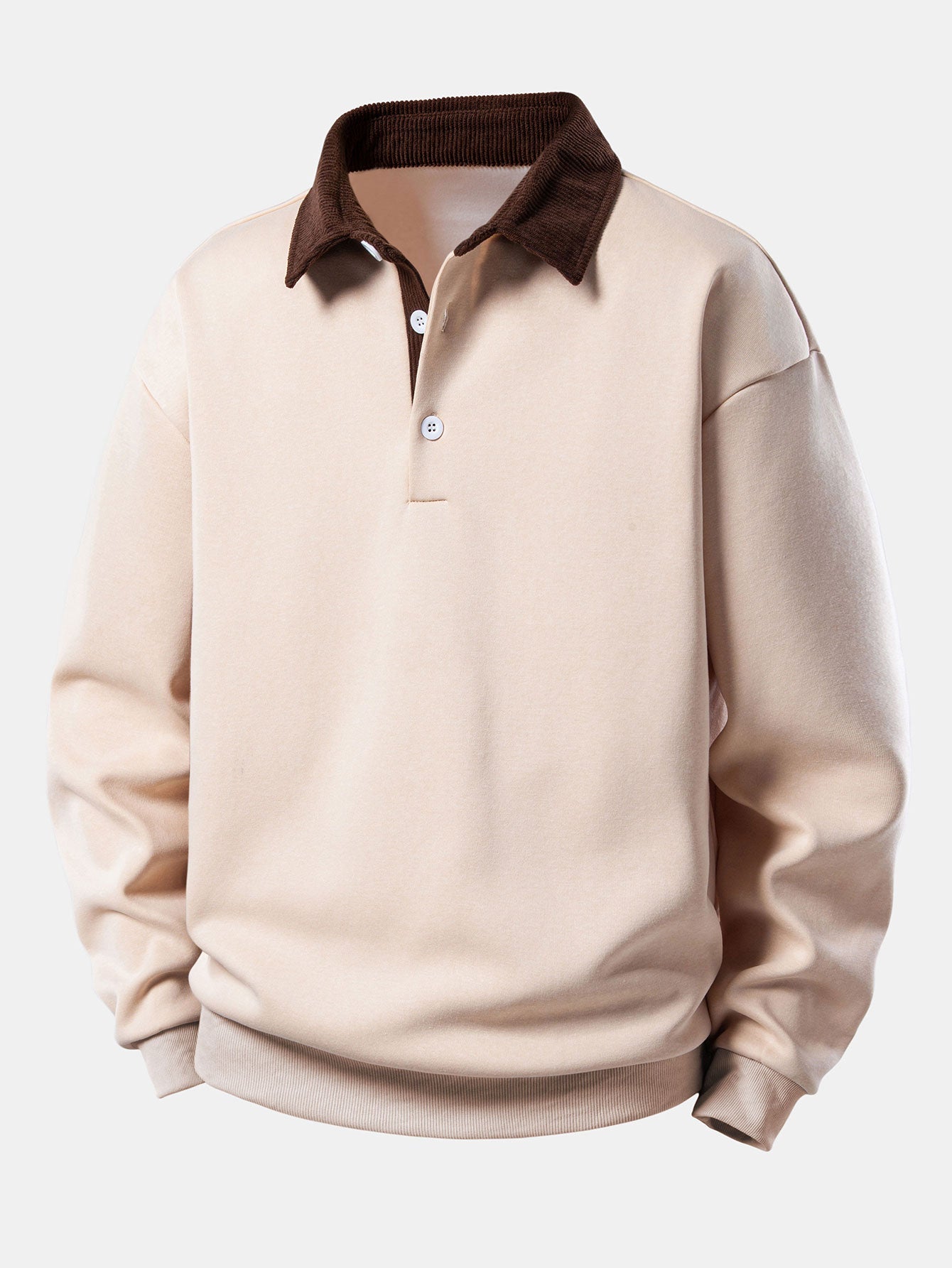Men's Long Sleeve Polo Collar Pullover Sweater Shirt