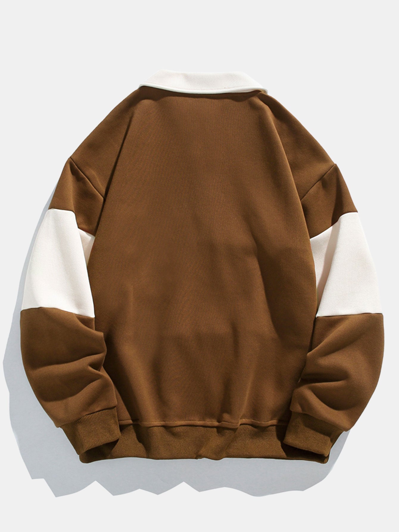 Men's Polo Collar Pullover Sweatshirt Horizontal Stripe Design