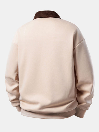 Men's Long Sleeve Polo Collar Pullover Sweater Shirt