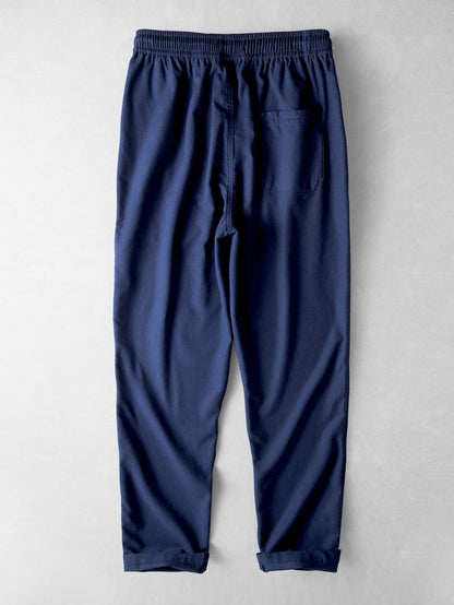Men's Drawstring Pants Elastic Waist Straight Leg Pull On Trousers