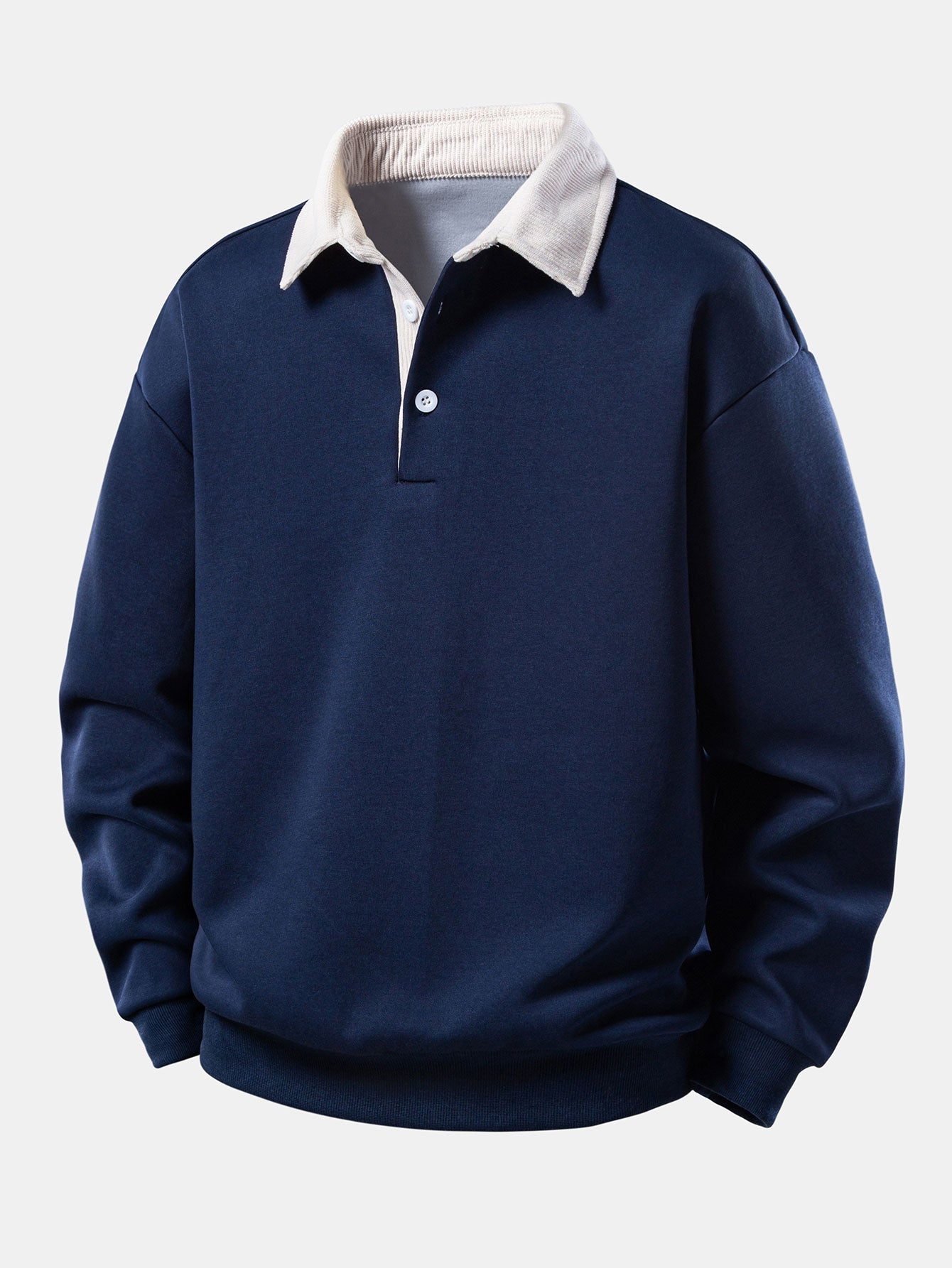 Men's Long Sleeve Polo Collar Pullover Sweater Shirt