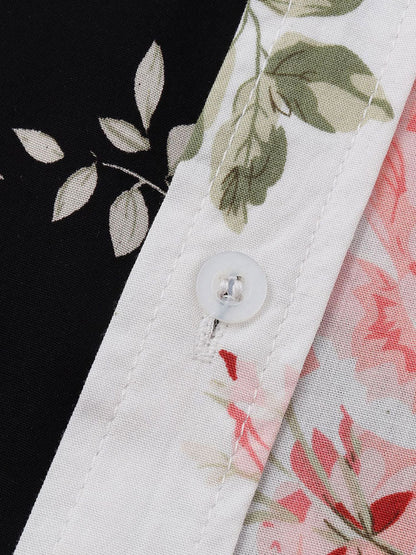 Men's Short Sleeve Floral Shirt with Chest Pocket Button Front