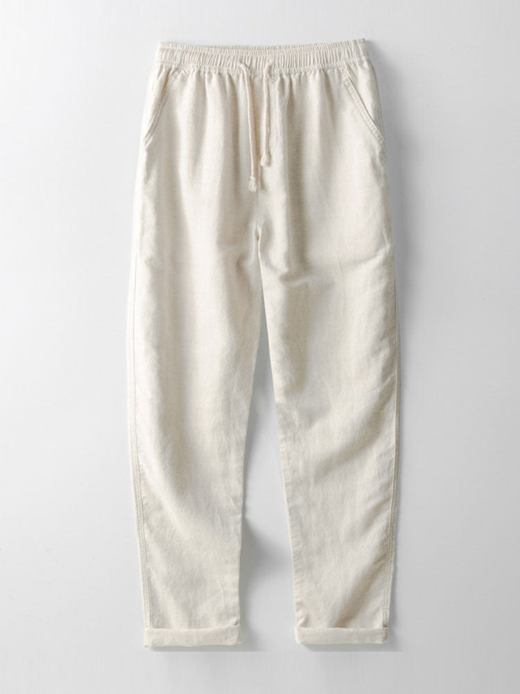 Men's Drawstring Pants Elastic Waist Straight Leg Pull On Trousers