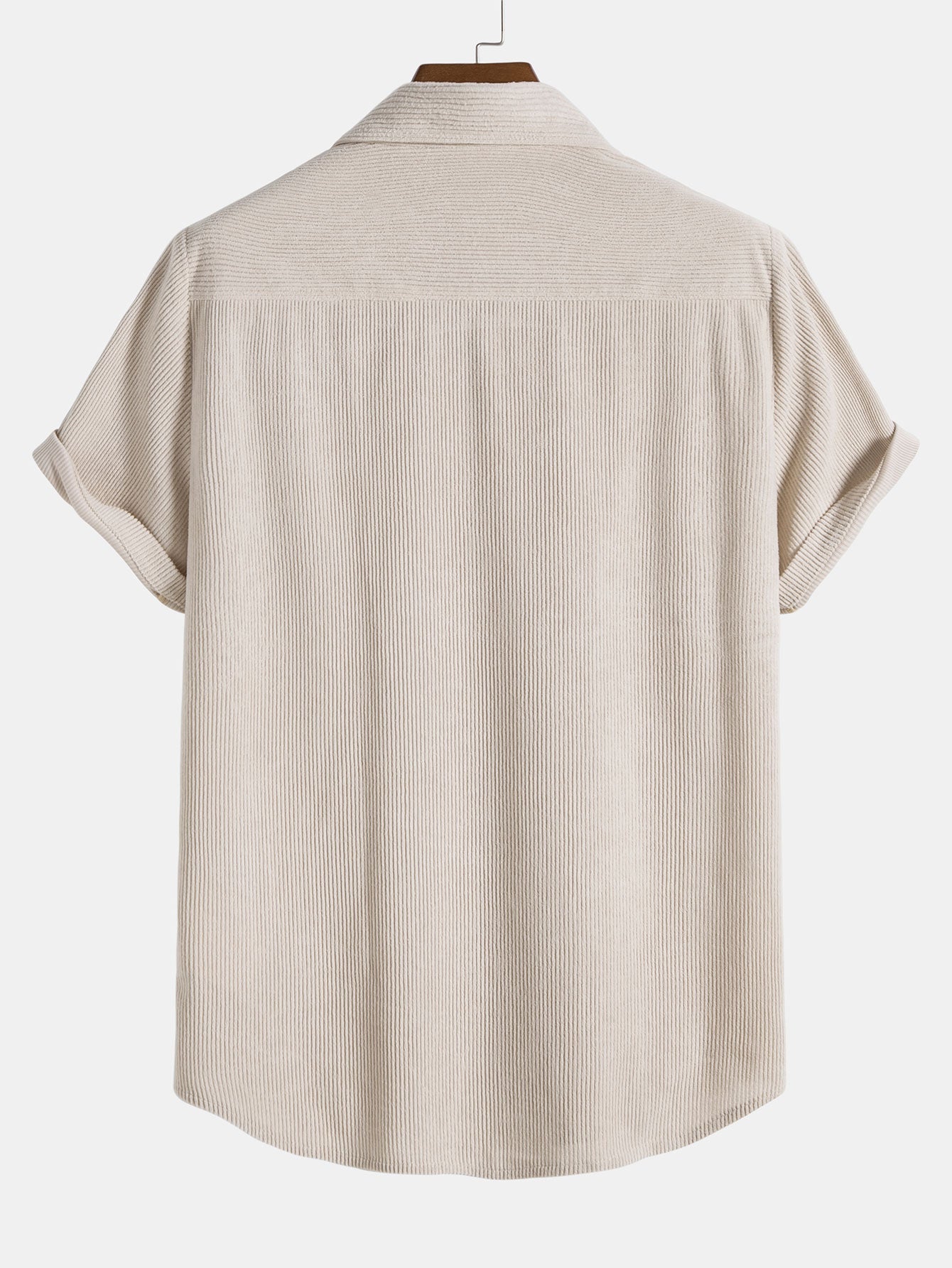 Men's Corduroy Short Sleeve Button Up Shirt with Pocket