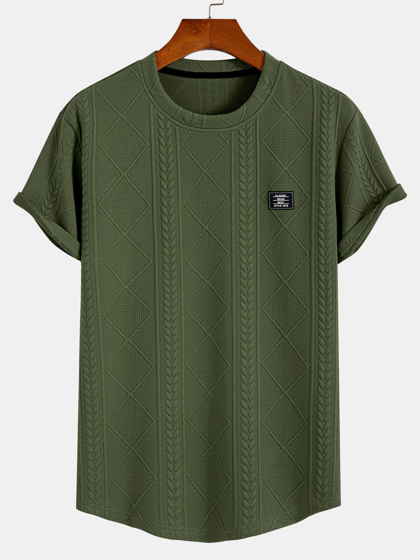 Textured Crew Neck Short Sleeve T Shirt for Men