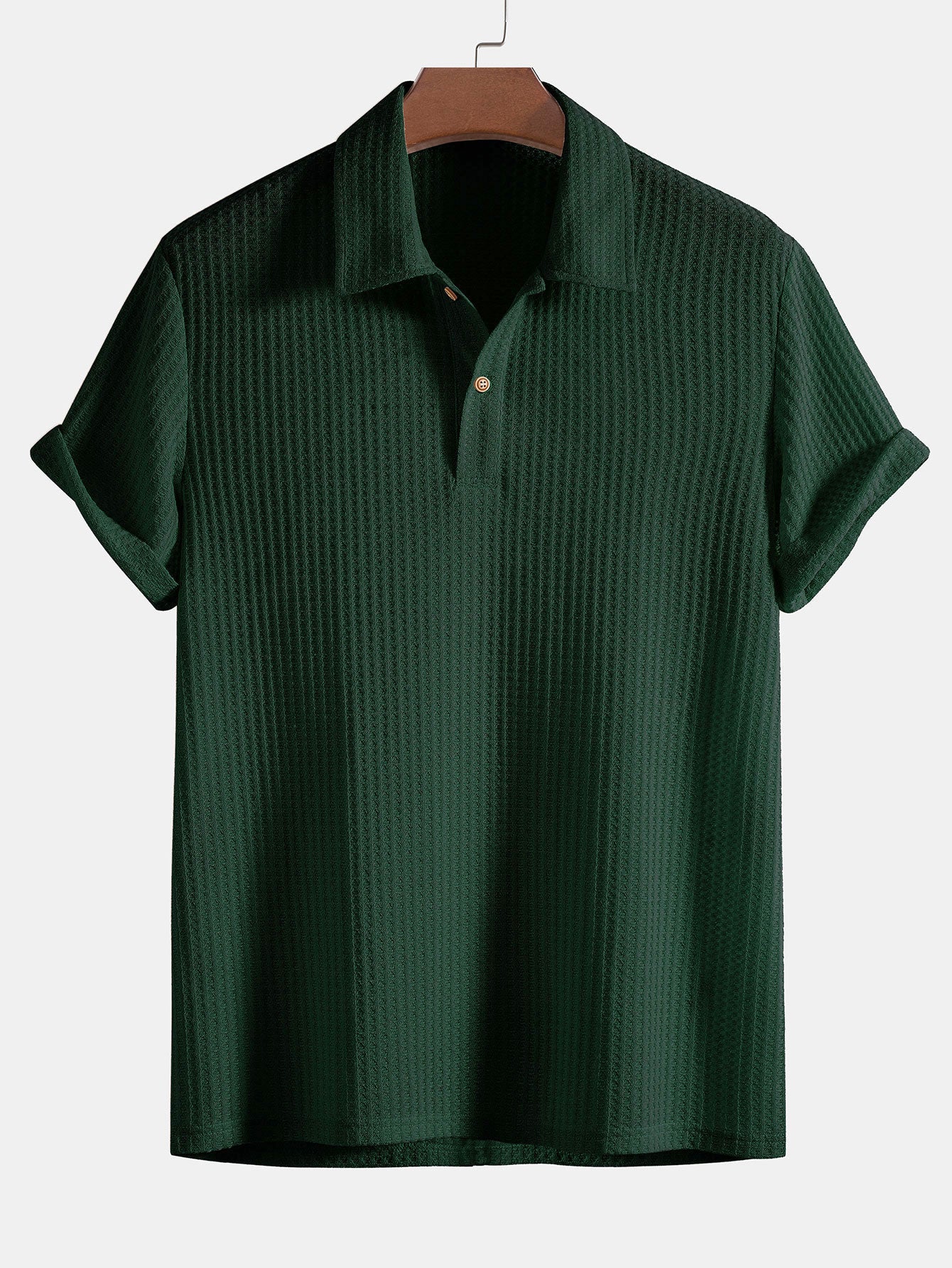 Men's Short Sleeve Polo Shirt Textured Knit Everyday Collared Top