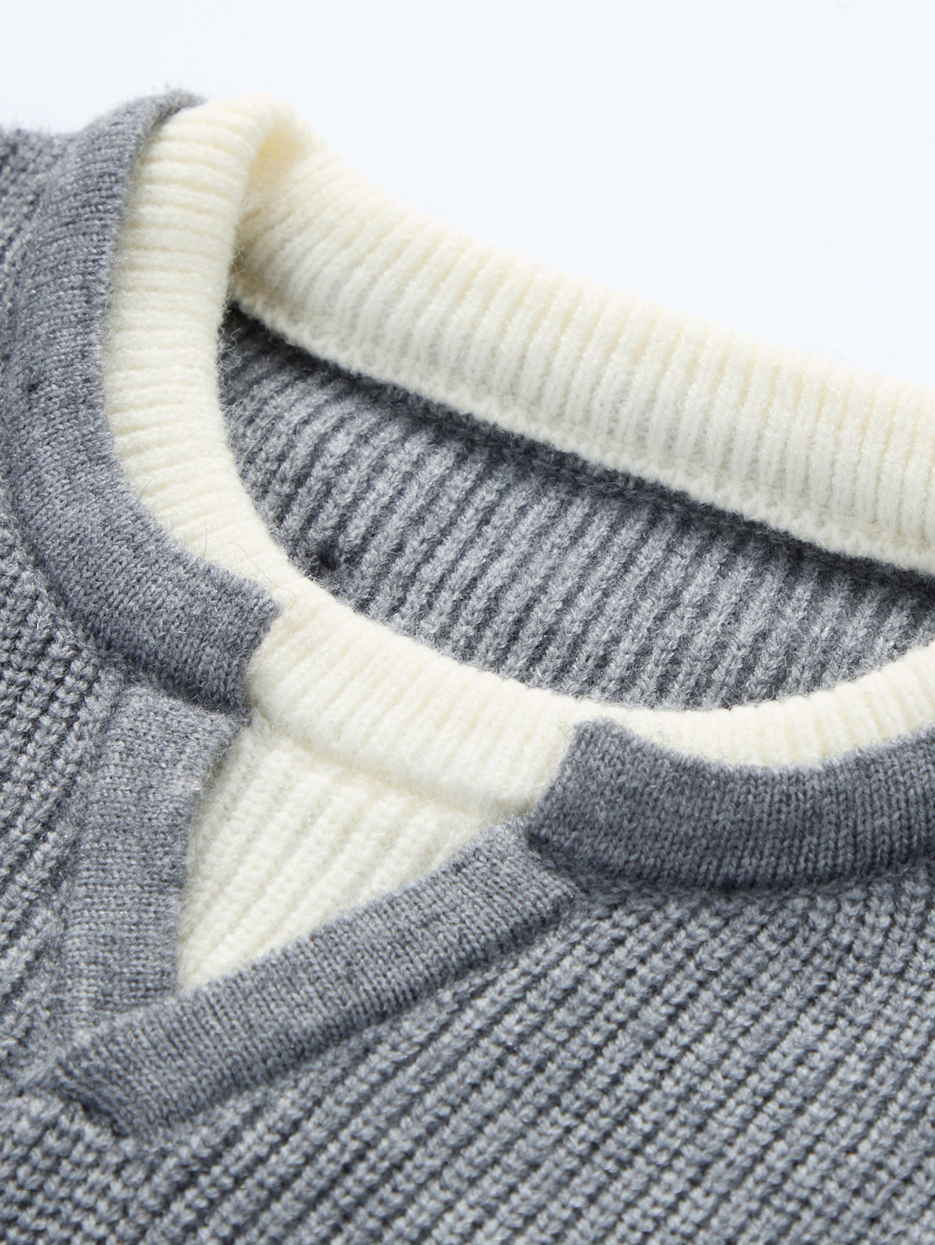 Men's Knit V Neck Sweater Long Sleeve Pullover Shirt