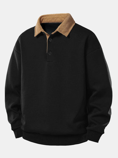 Men's Long Sleeve Polo Collar Pullover Sweater Shirt