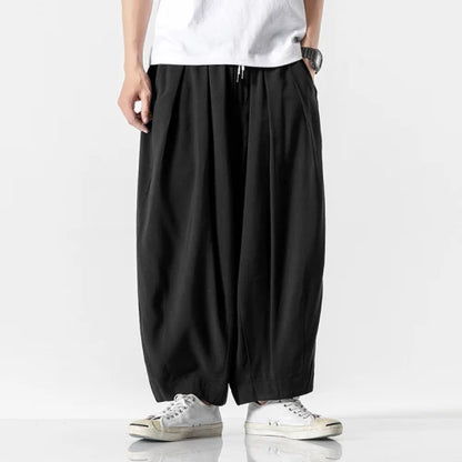 Men's Harem Trousers with Relaxed Fit and Cuffed Hems