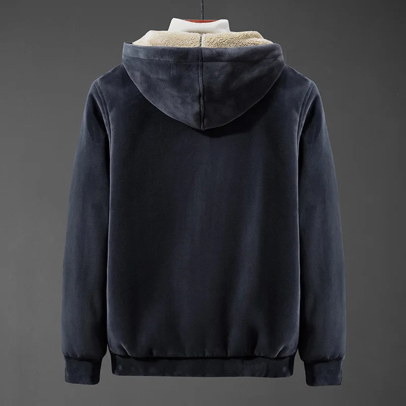 Men's Winter Hooded Jacket – Zip Front Long Sleeve Warm Lined Coat