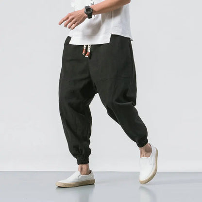 Men's Harem Cargo Joggers Loose Fit Drawstring Waist