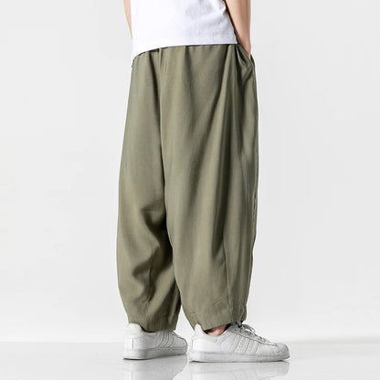 Men's Harem Trousers with Relaxed Fit and Cuffed Hems