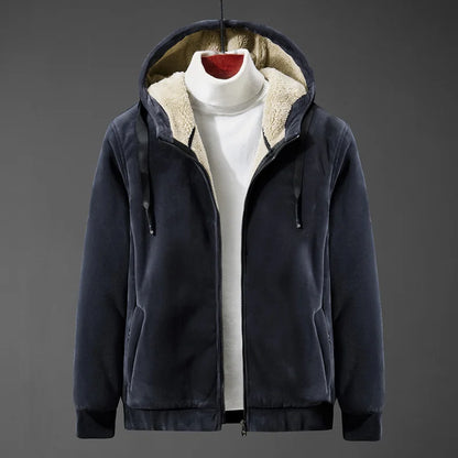 Men's Winter Hooded Jacket – Zip Front Long Sleeve Warm Lined Coat