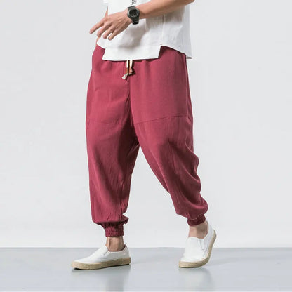 Men's Harem Joggers Loose Fit Cargo Pockets Drawstring Waist