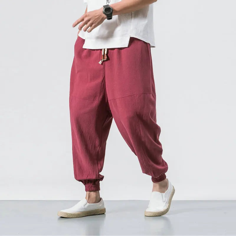 Men's Harem Cargo Joggers Loose Fit Drawstring Waist