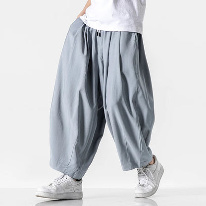 Men's Harem Trousers with Relaxed Fit and Cuffed Hems