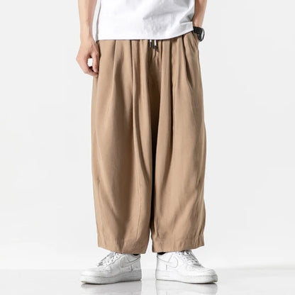 Men's Harem Trousers with Relaxed Fit and Cuffed Hems