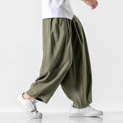 Men's Harem Trousers with Relaxed Fit and Cuffed Hems