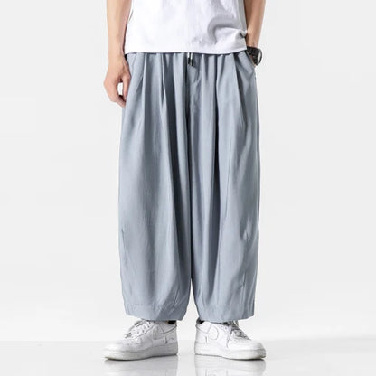 Men's Harem Trousers with Relaxed Fit and Cuffed Hems