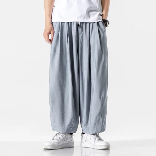 Men's Harem Trousers with Relaxed Fit and Cuffed Hems