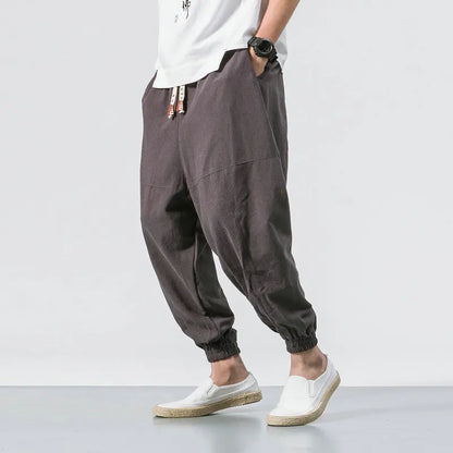 Men's Harem Joggers Loose Fit Cargo Pockets Drawstring Waist