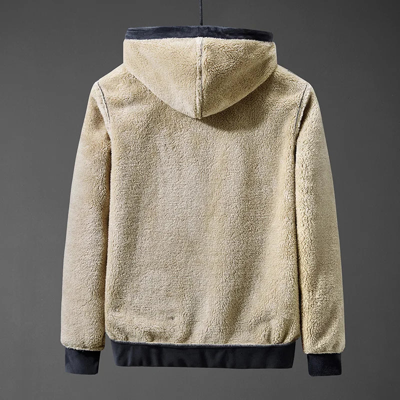 Men's Winter Hooded Jacket – Zip Front Long Sleeve Warm Lined Coat