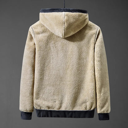 Men's Winter Hooded Jacket – Zip Front Long Sleeve Warm Lined Coat