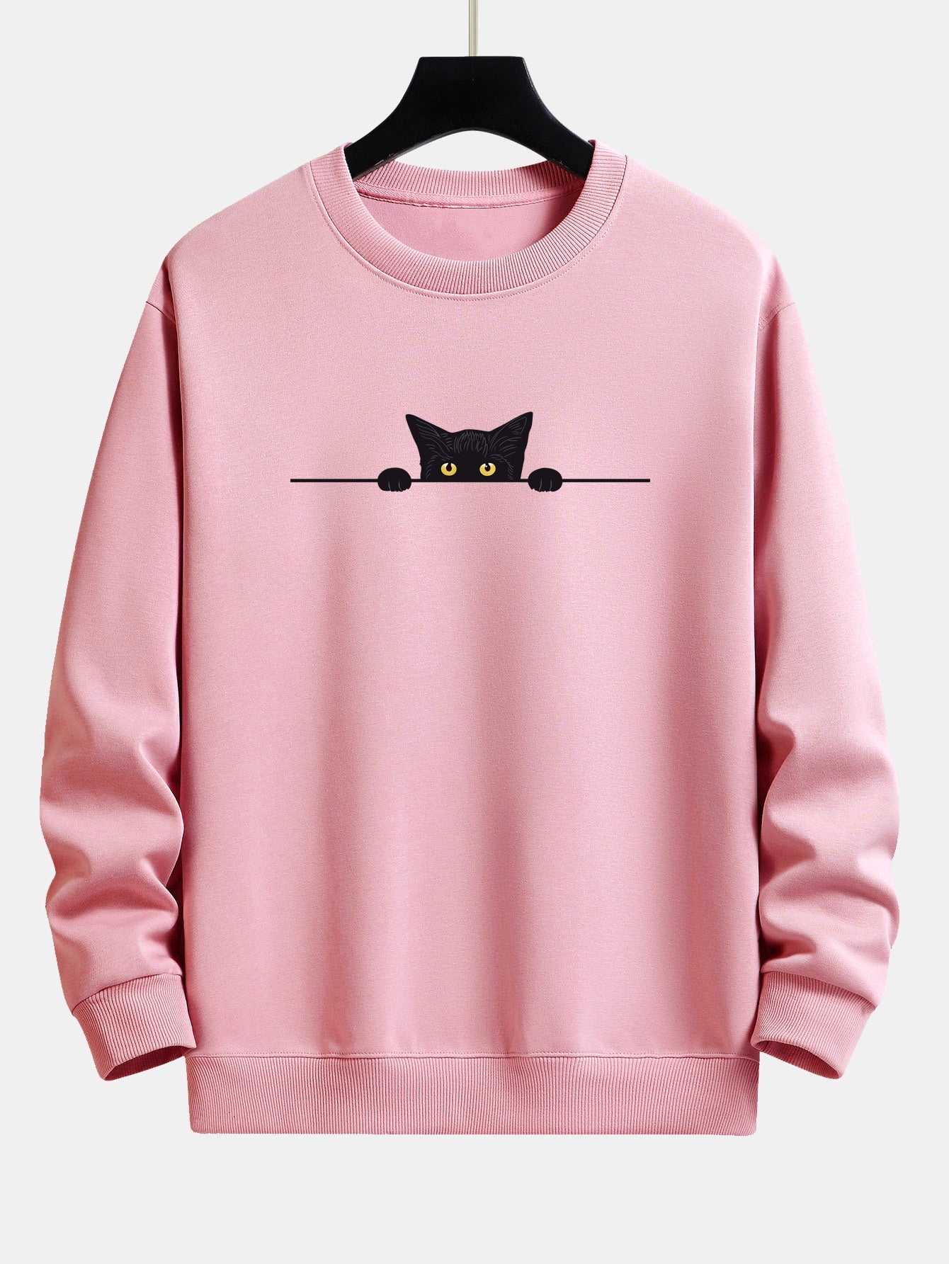 Men's Cat Graphic Crew Neck Sweatshirt Long Sleeve Pullover Top