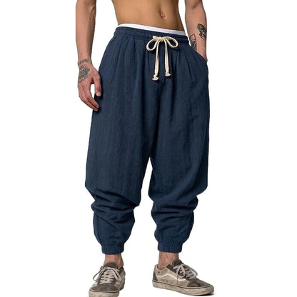Men's Harem Joggers with Drawstring Waist and Cuffed Legs