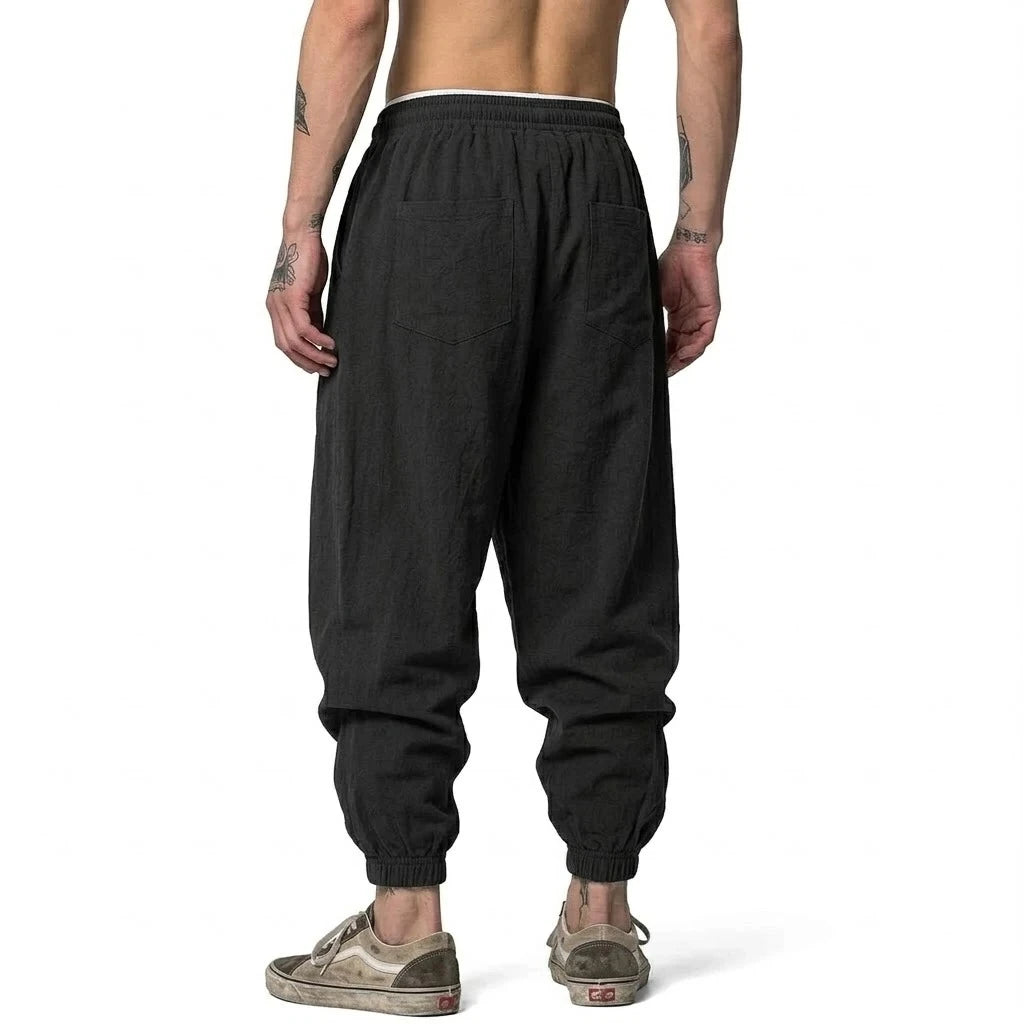 Men's Harem Joggers with Drawstring Waist and Cuffed Legs